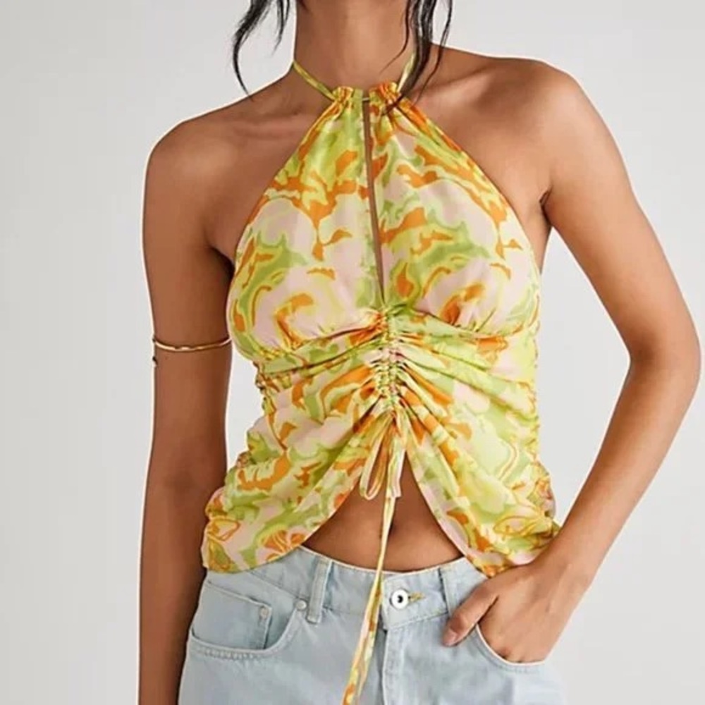 (A9) NEW Free People Kyle Halter Retro‎ Top Midnight Garden drawstring, XS, NWOT
